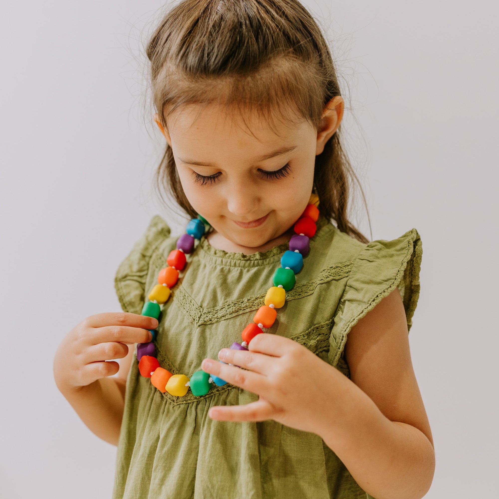 Kids Chew Pendants - Princess And The Pea Necklace - Bright Rainbow