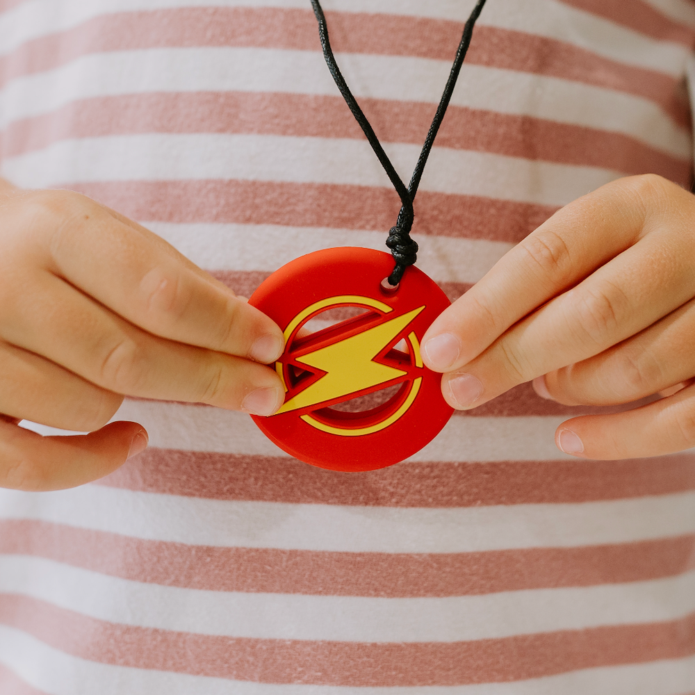 Kids Chew Pendants - Strike Energy - Red