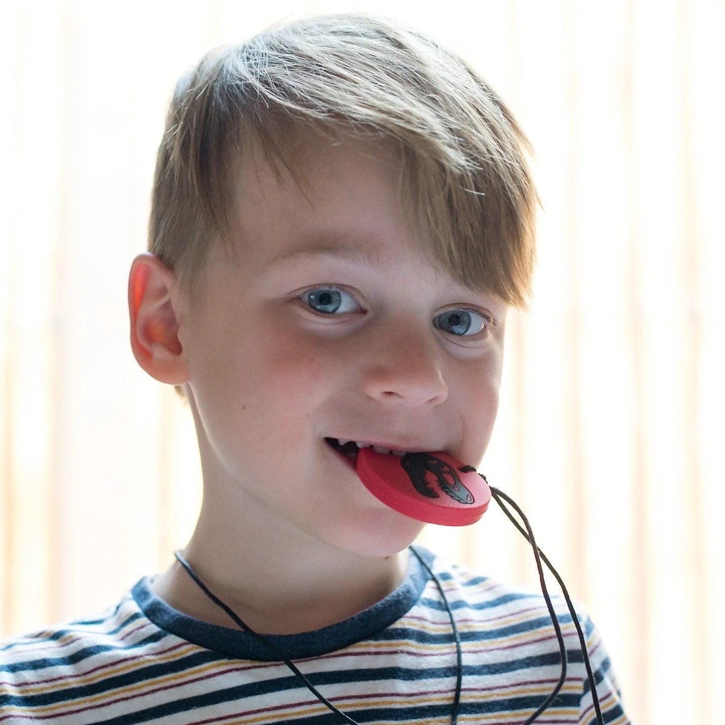 Kids Chew Pendants - Dino - Red And Black